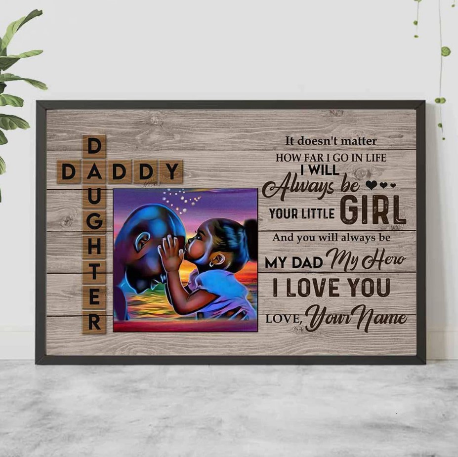 African American Dad And Little Girl Custom Poster Black Daddy Poster Black Father Poster Fathers Day Gift From Black Little Daughter